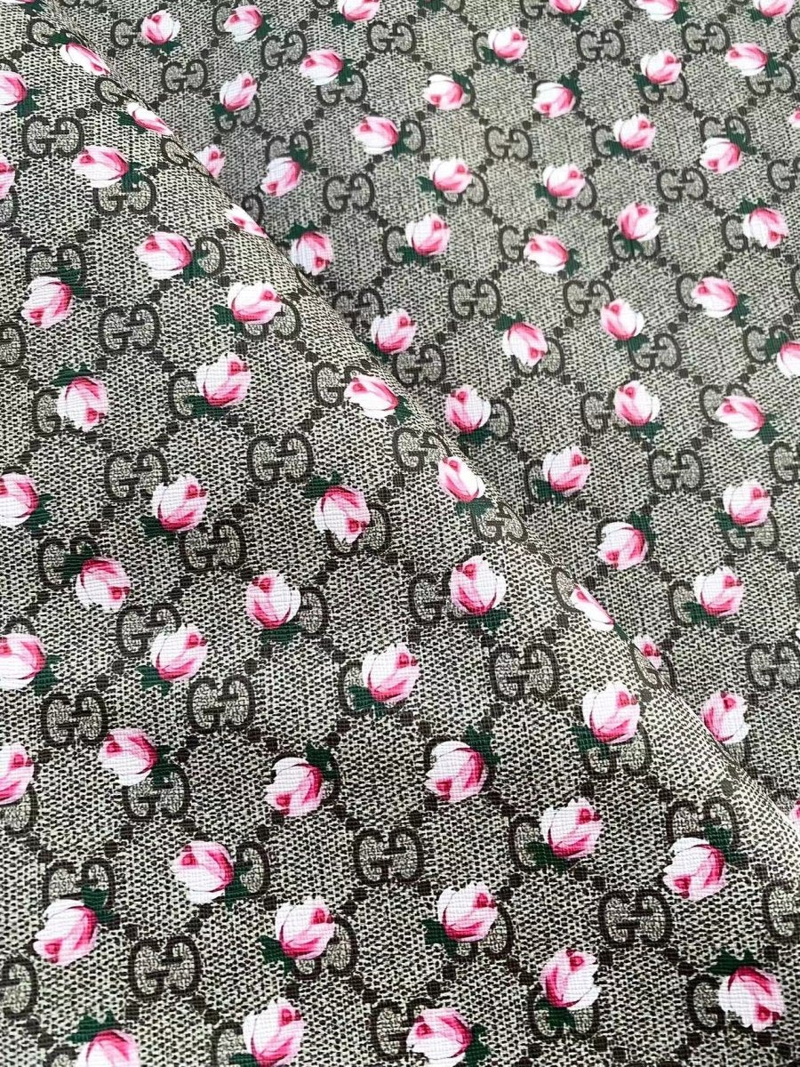 Gucci Flower Faux Leather Fabric for Sneakers Custom Shoes - mingfabricstore