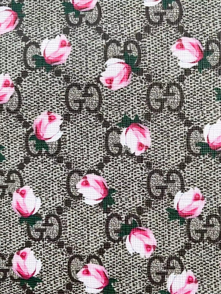 Gucci Flower Faux Leather Fabric for Sneakers Custom Shoes - mingfabricstore