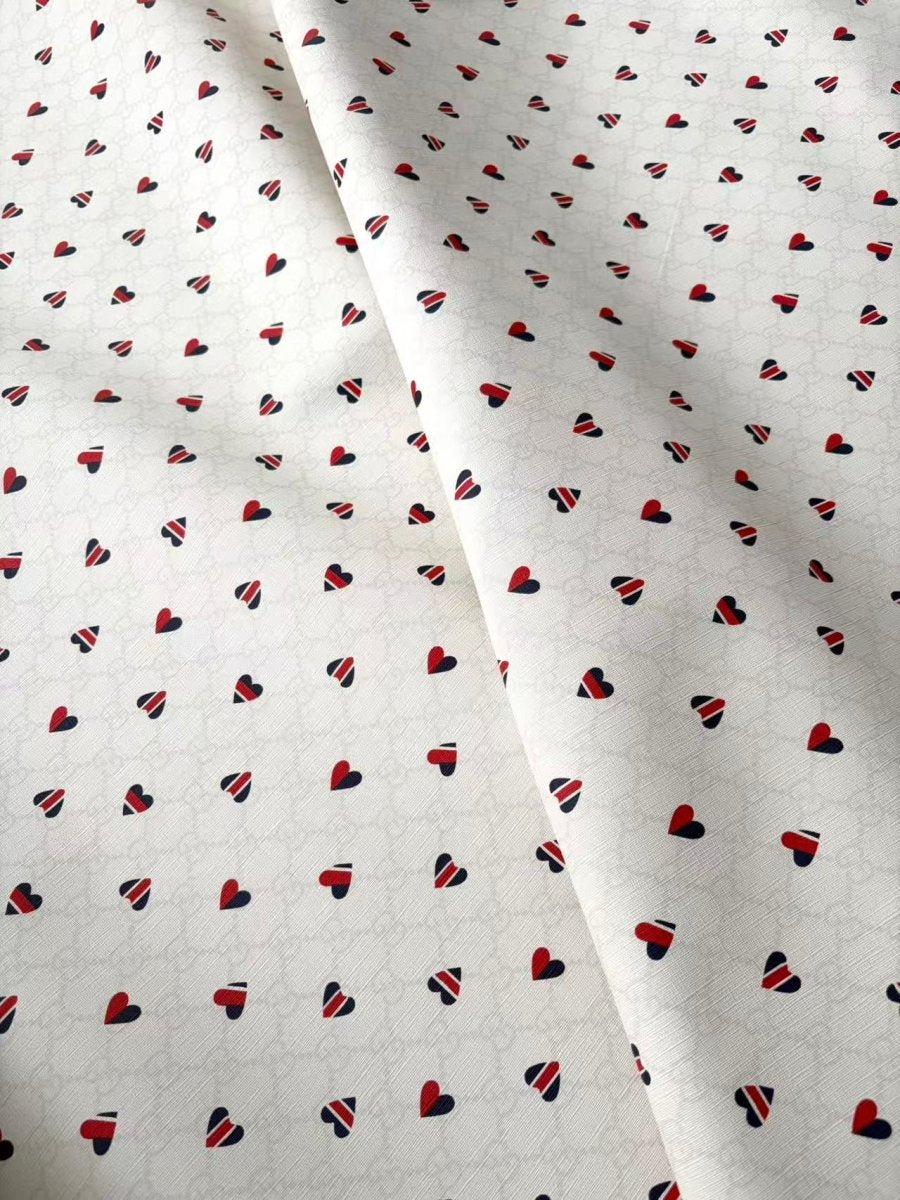 Gucci Heart Designer Vinyl Leather Piece for DIY Crafts Upholstery Hobby - mingfabricstore
