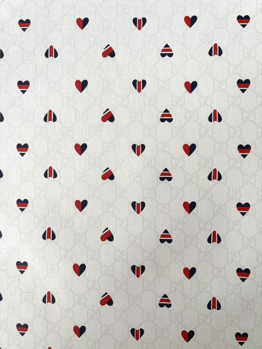 Gucci Heart Designer Vinyl Leather Piece for DIY Crafts Upholstery Hobby - mingfabricstore