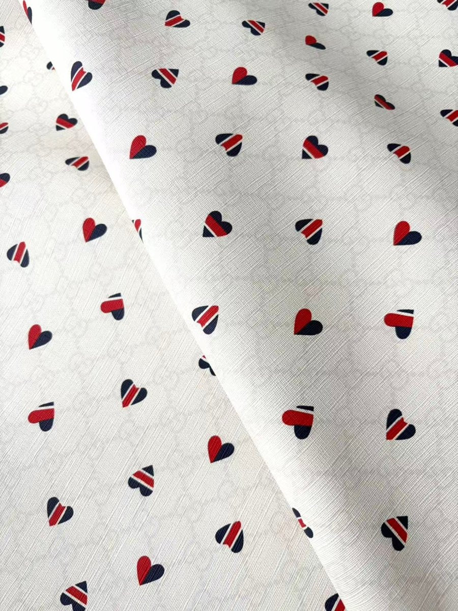 Gucci Heart Designer Vinyl Leather Piece for DIY Crafts Upholstery Hobby - mingfabricstore