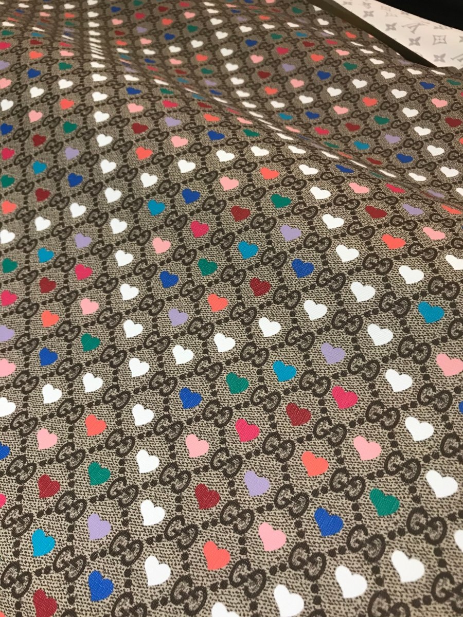 Gucci Heart Leather Fabric for Bag Shoe Custom - mingfabricstore