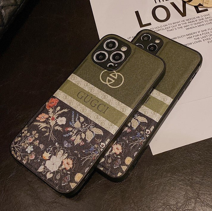 Gucci Logo and Flowers High Quality Leather Phone cases - mingfabricstore