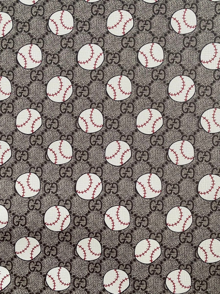 Gucci New Design Baseball GG Prints Leather Fabric for Custom Bag Upholstery DIY Watch Band - mingfabricstore