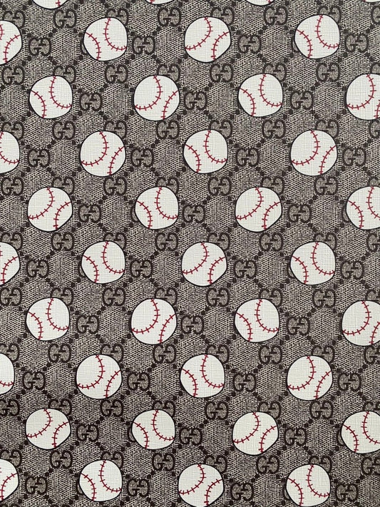 Gucci New Design Baseball GG Prints Leather Fabric for Custom Bag Upholstery DIY Watch Band - mingfabricstore