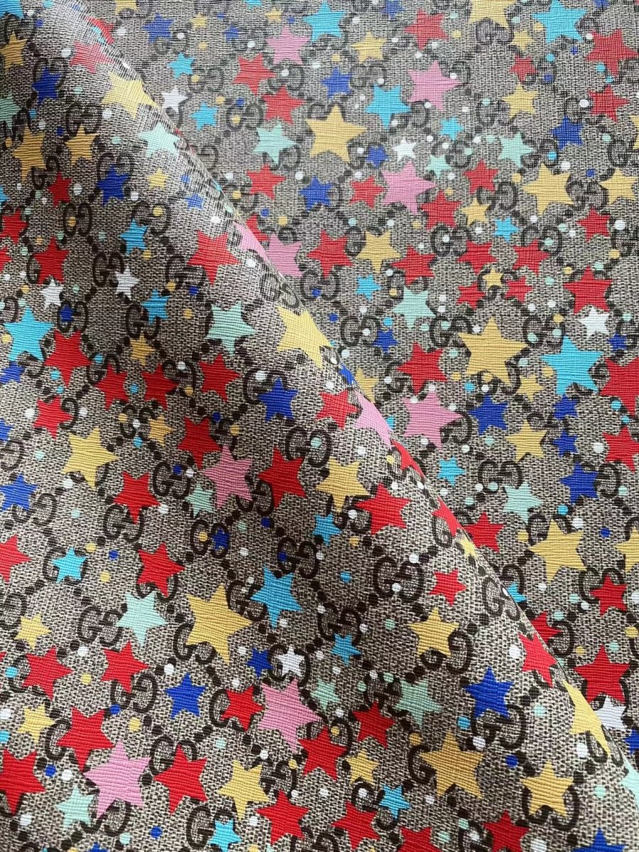 Gucci Star Spark Vinyl Leather for Watch Band DIY Upholstery Home Decor - mingfabricstore
