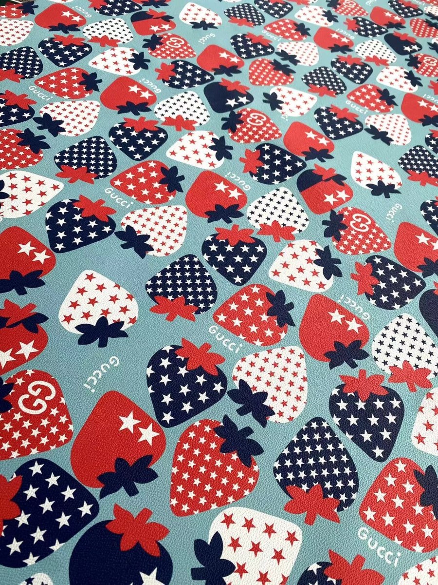 GUCCI Strawberry Designer Faux Leather for Sneakers - mingfabricstore