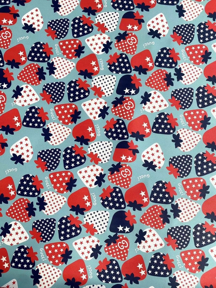 GUCCI Strawberry Designer Faux Leather for Sneakers - mingfabricstore