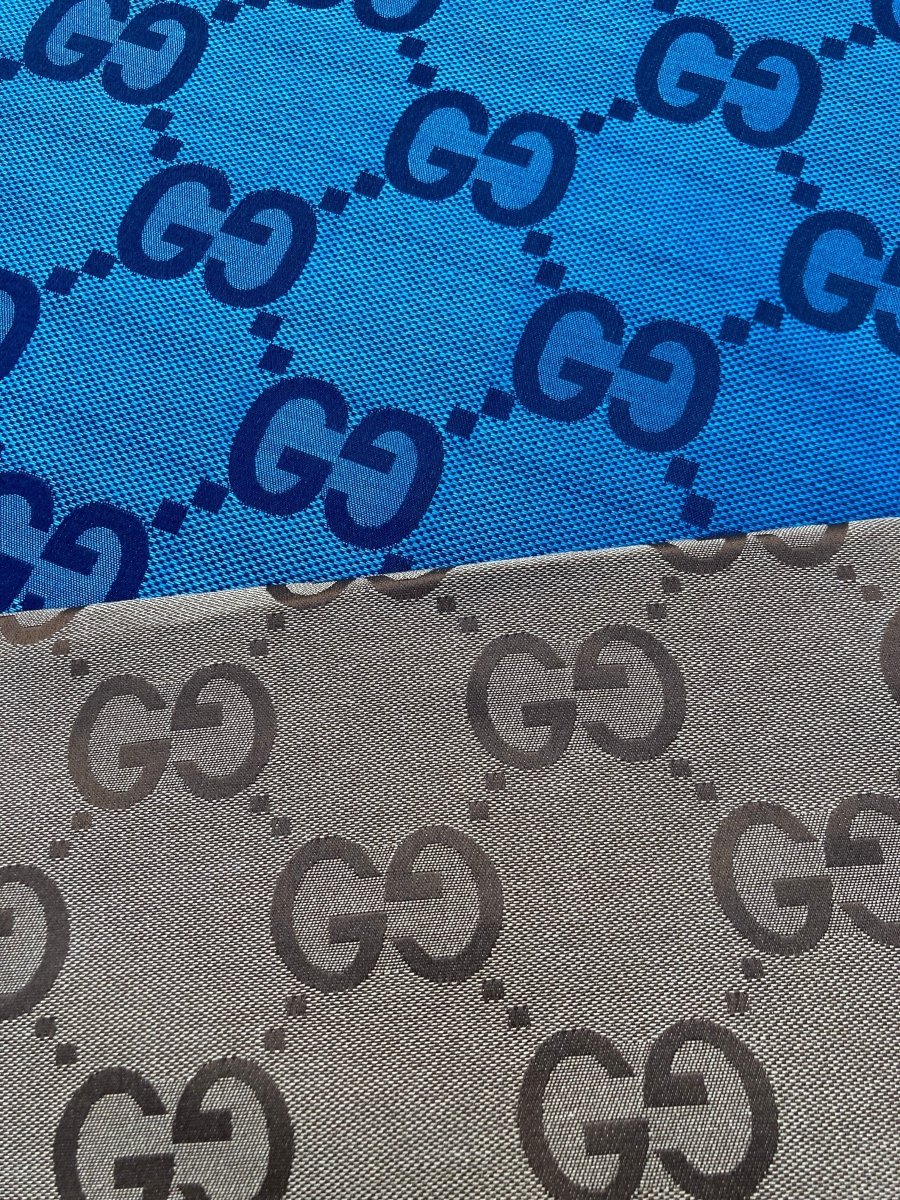 Handcraft Cotton Fabric Blue Big Gucci GG Material for Custom Suit - mingfabricstore