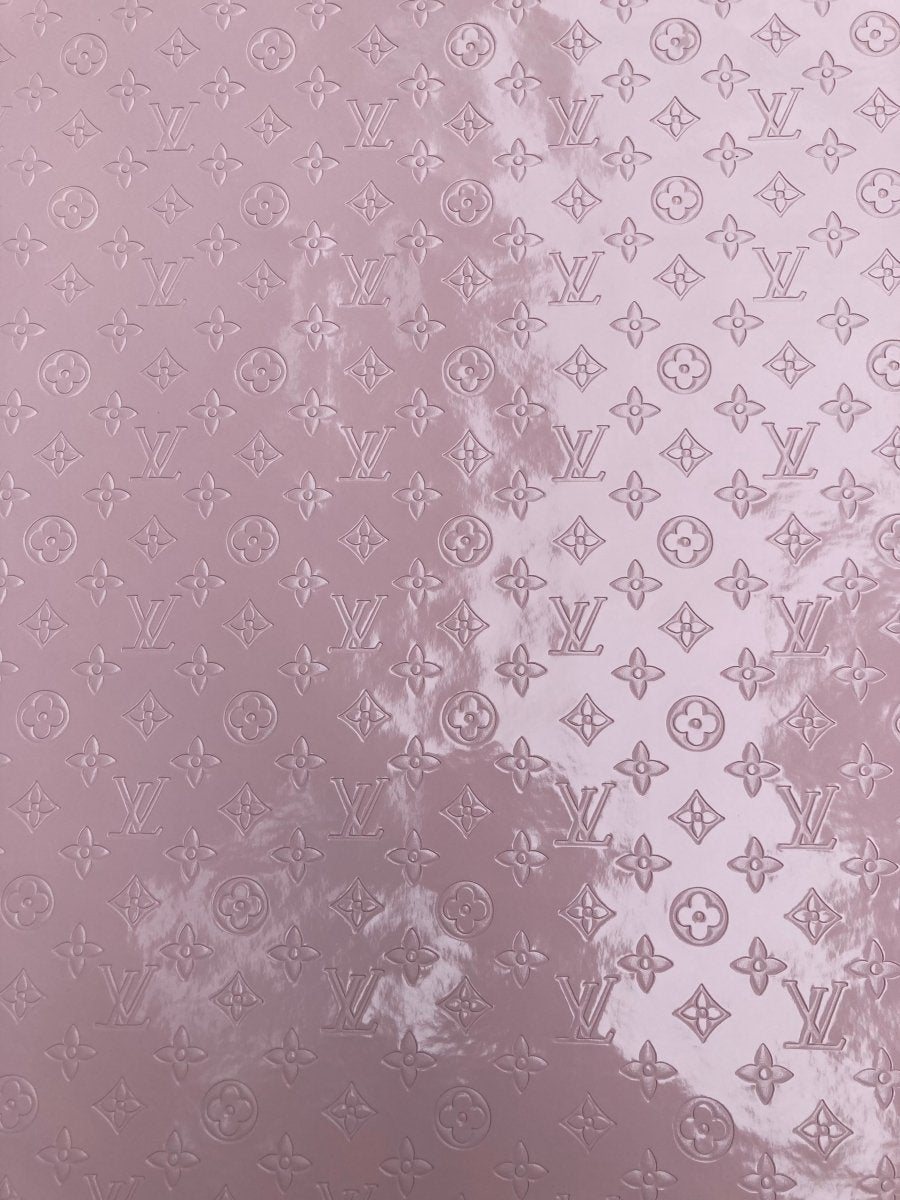 Handcraft Custom Leather Fabric Light Pink Embossed LV for Sneakers Upholstery - mingfabricstore