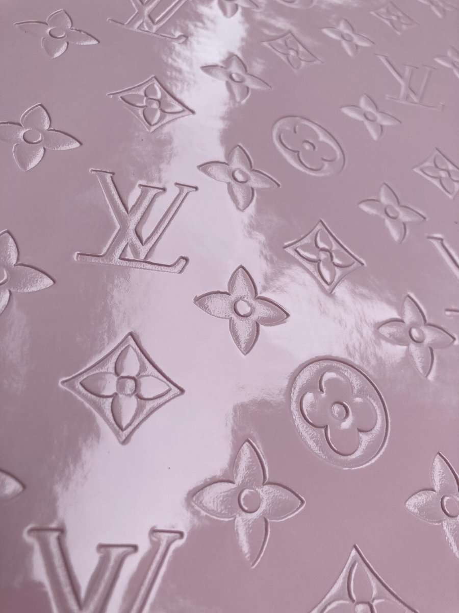 Handcraft Custom Leather Fabric Light Pink Embossed LV for Sneakers Upholstery - mingfabricstore