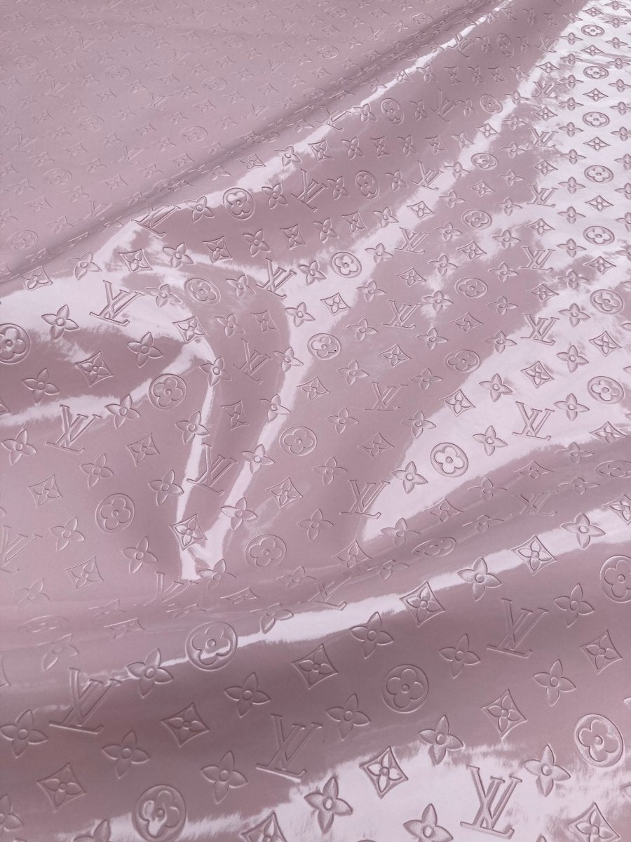 Handcraft Custom Leather Fabric Light Pink Embossed LV for Sneakers Upholstery - mingfabricstore
