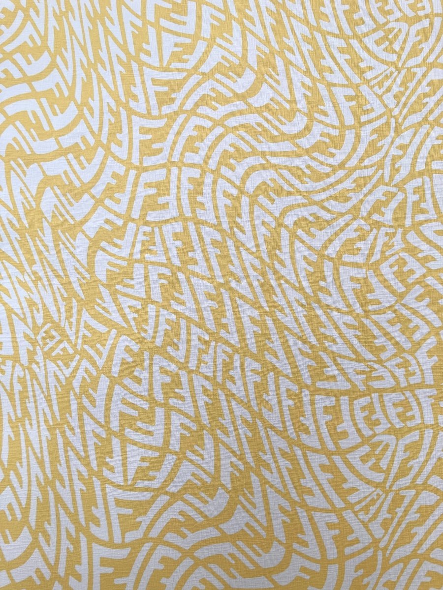Handcraft Leather Fabric Yellow Wave Fendi Material for Custom Upholstery - mingfabricstore