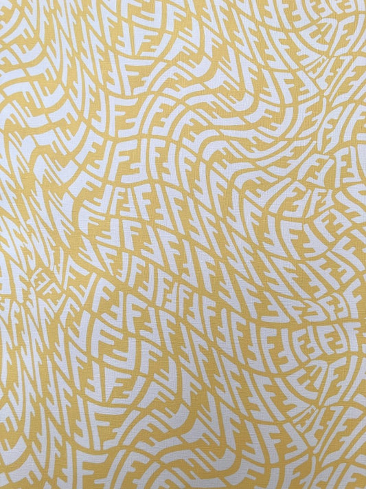 Handcraft Leather Fabric Yellow Wave Fendi Material for Custom Upholstery - mingfabricstore