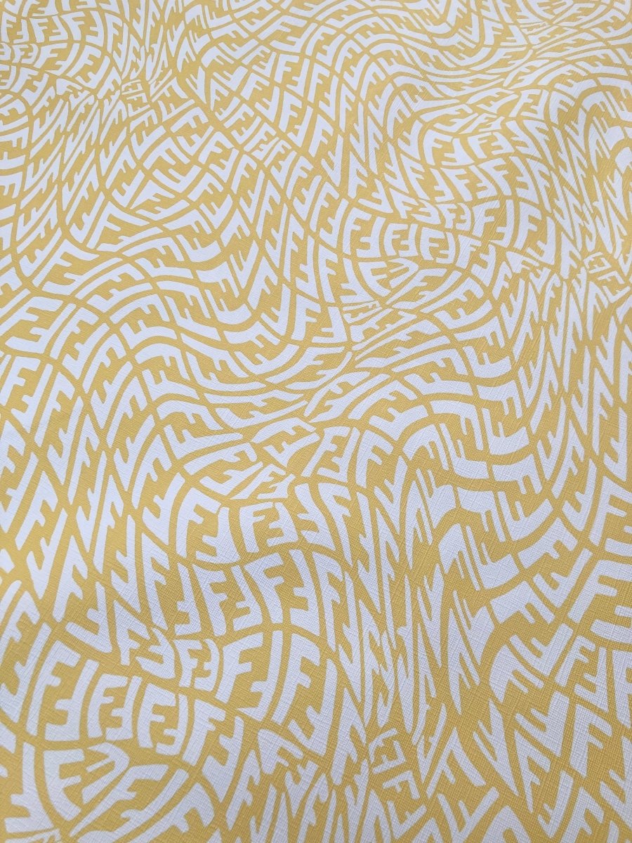 Handcraft Leather Fabric Yellow Wave Fendi Material for Custom Upholstery - mingfabricstore