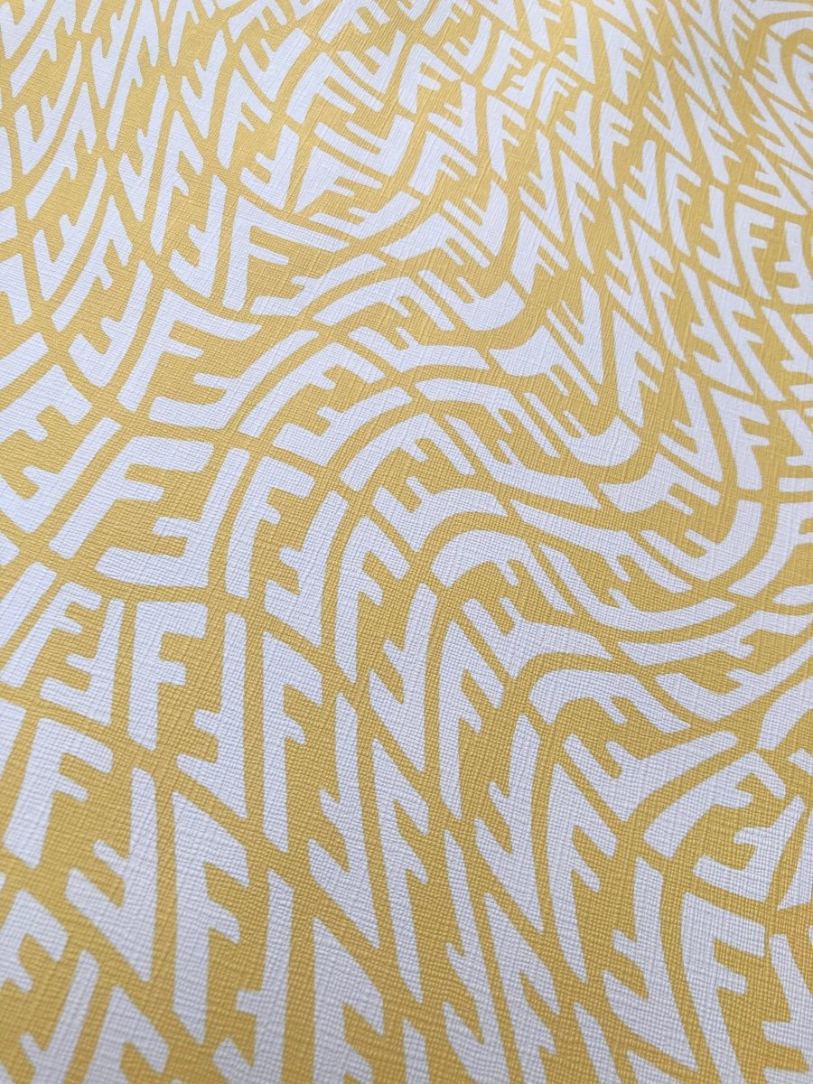 Handcraft Leather Fabric Yellow Wave Fendi Material for Custom Upholstery - mingfabricstore