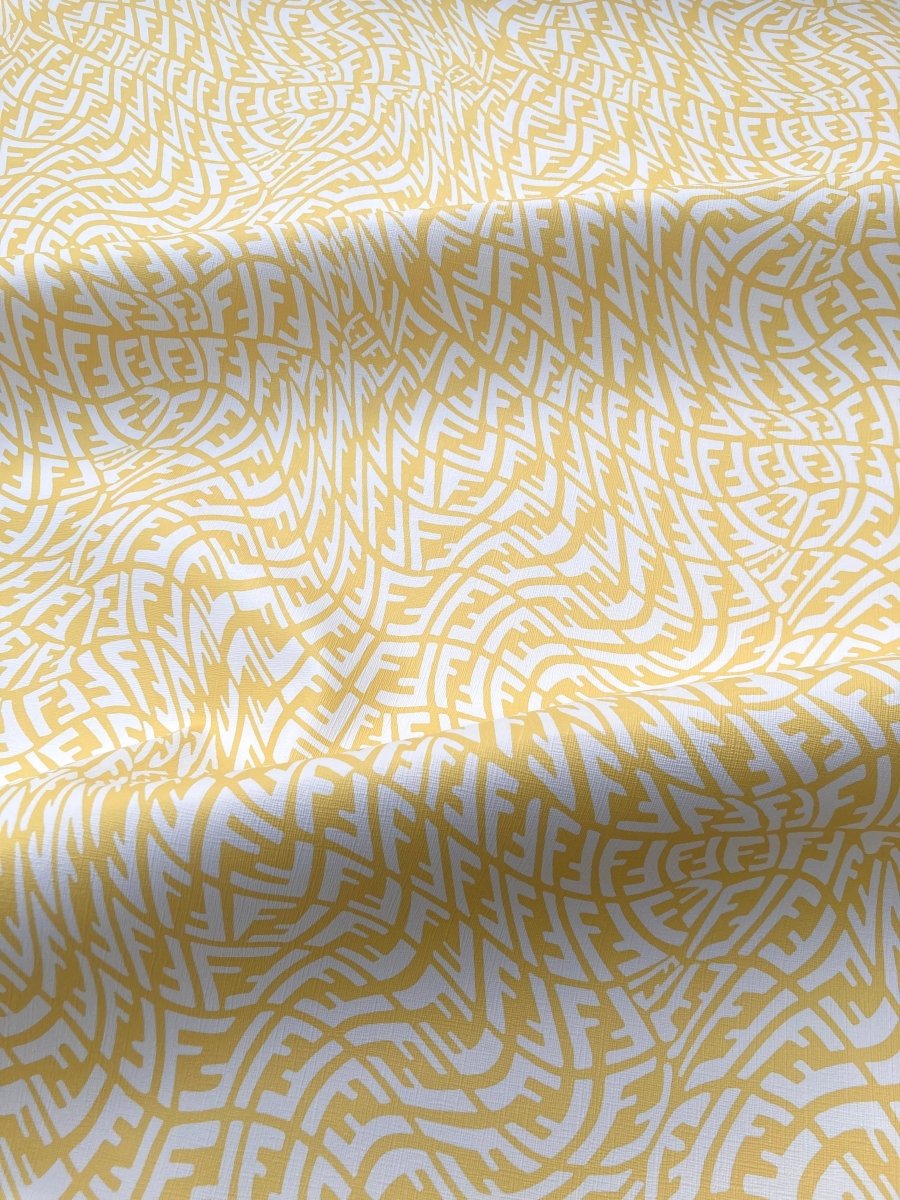 Handcraft Leather Fabric Yellow Wave Fendi Material for Custom Upholstery - mingfabricstore