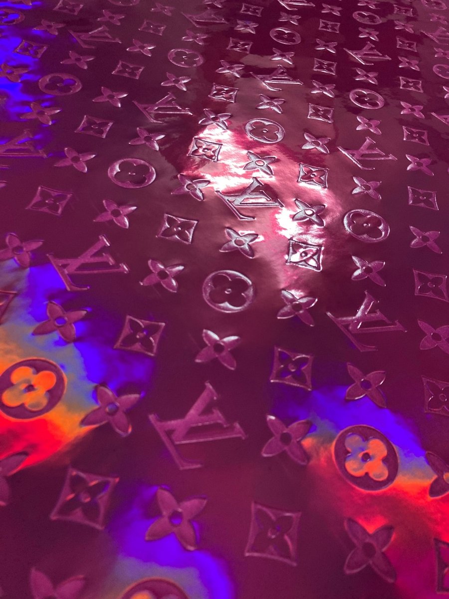 Handcraft Leather Pink Hologram LV Material for Custom Sneakers - mingfabricstore