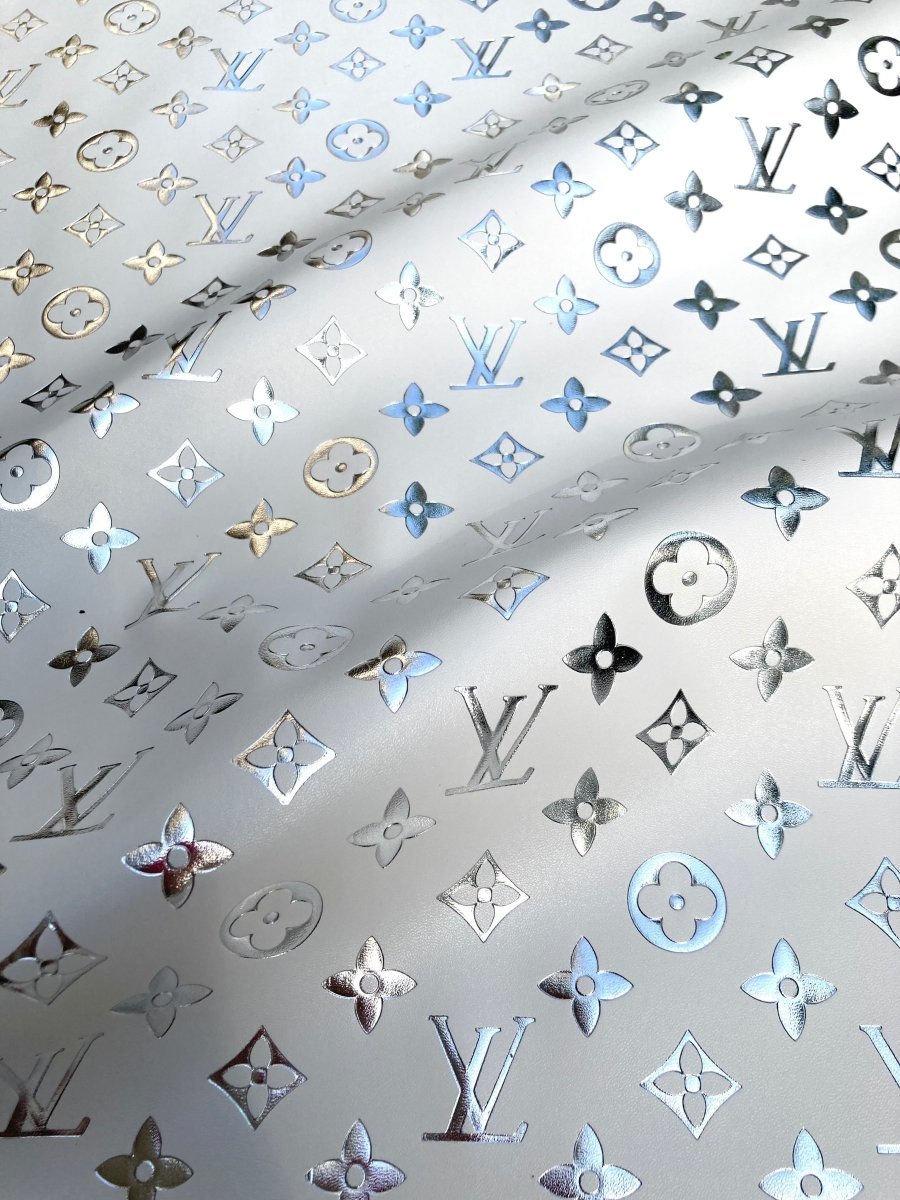 Handcraft Leather Silver LV Embossed Vinyl for Custom Sneakers Handmade DIY - mingfabricstore