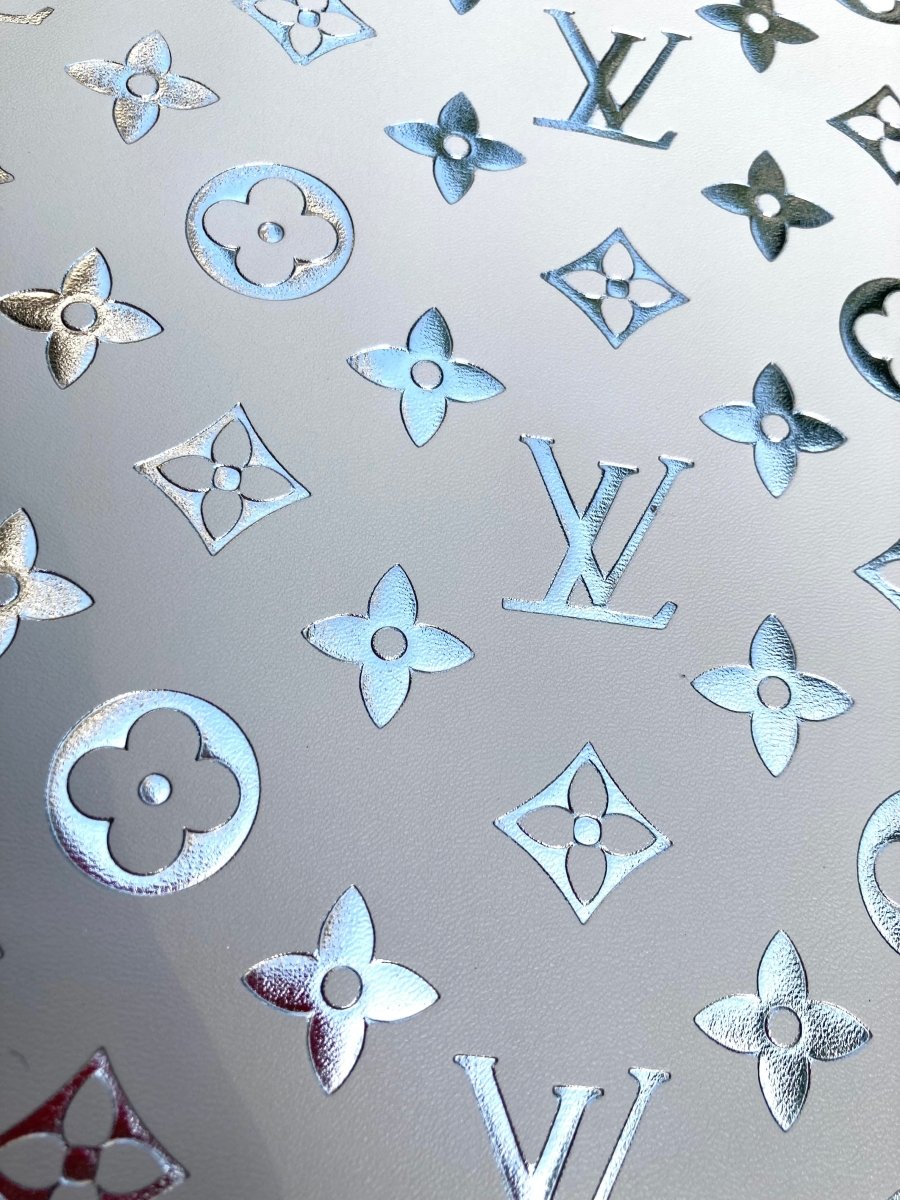 Handcraft Leather Silver LV Embossed Vinyl for Custom Sneakers Handmade DIY - mingfabricstore