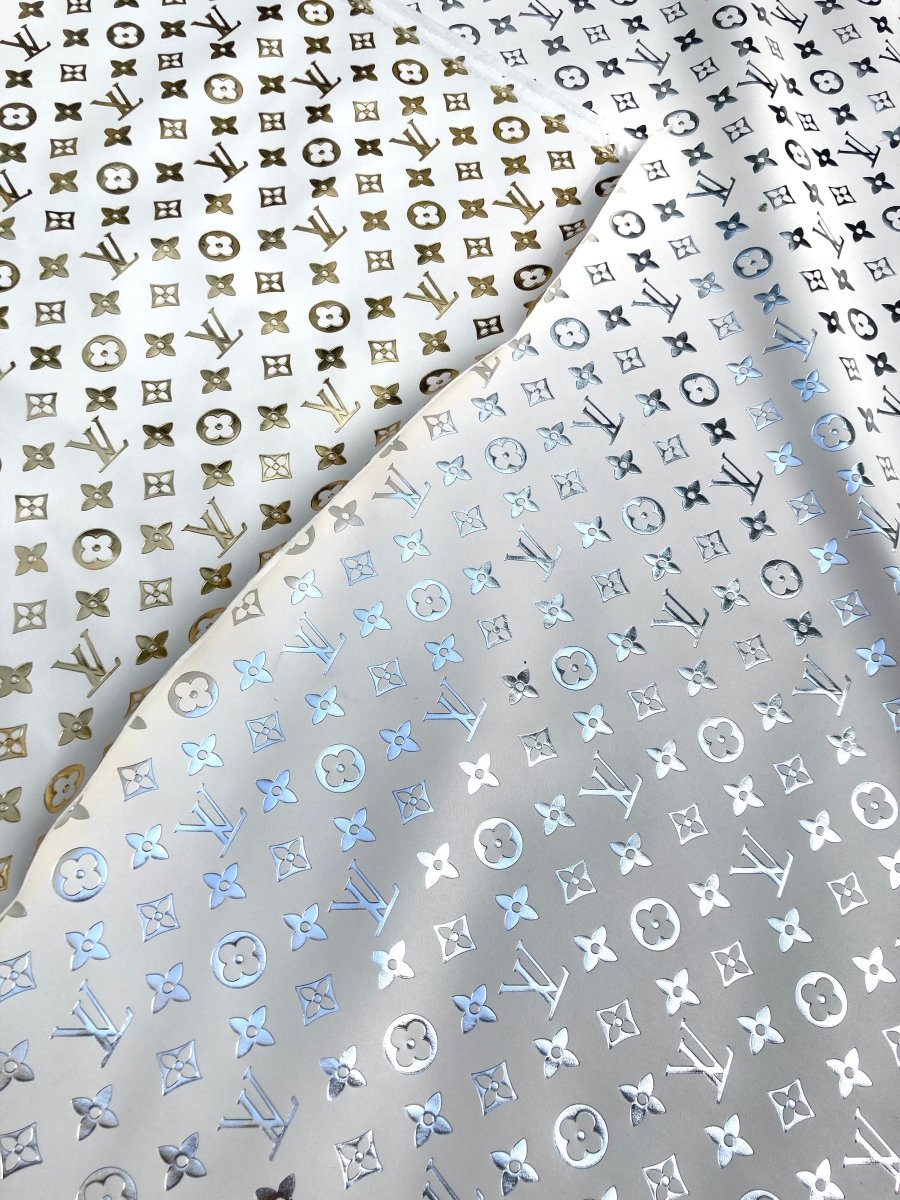 Handcraft Leather Silver LV Embossed Vinyl for Custom Sneakers Handmade DIY - mingfabricstore