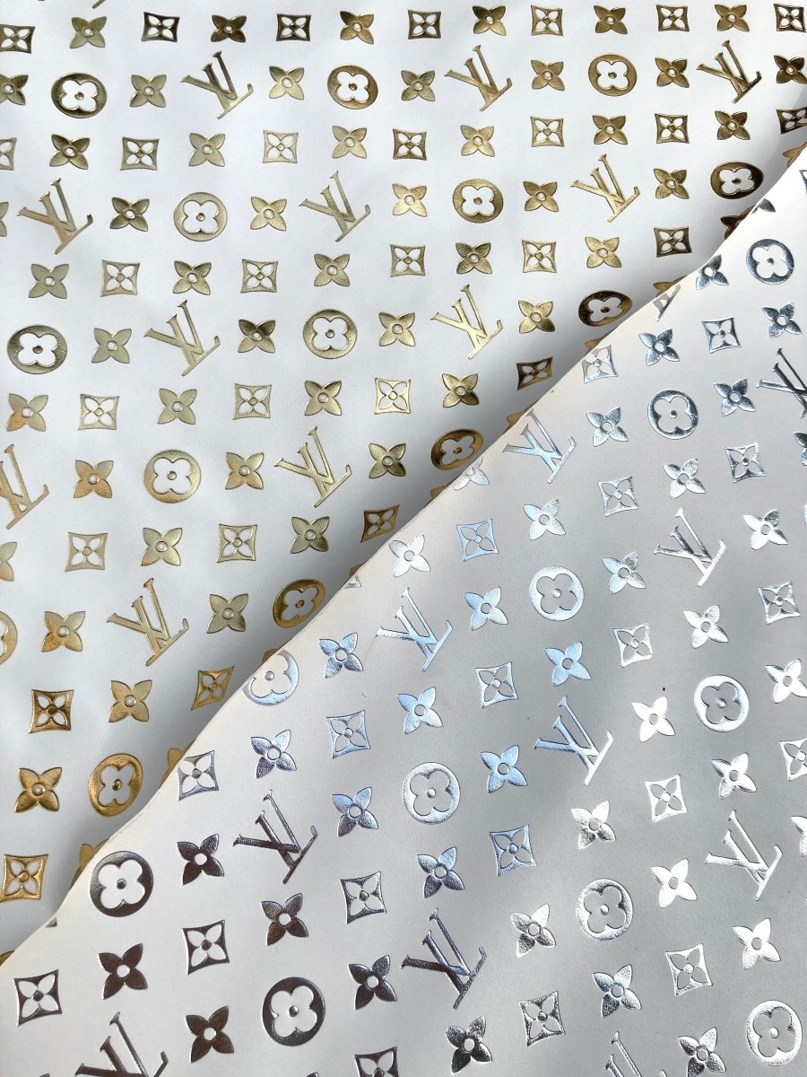 Handcraft Leather Silver LV Embossed Vinyl for Custom Sneakers Handmade DIY - mingfabricstore