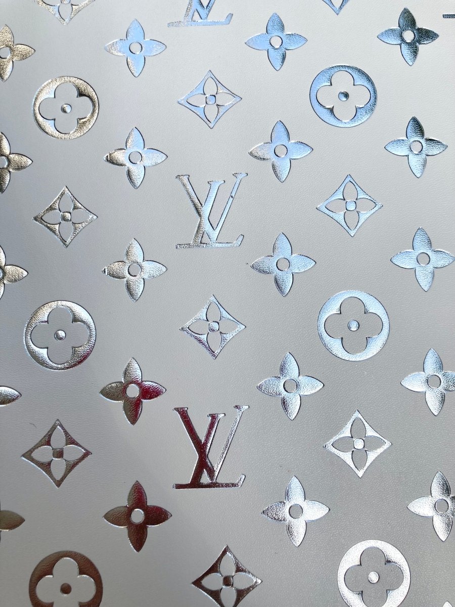 Handcraft Leather Silver LV Embossed Vinyl for Custom Sneakers Handmade DIY - mingfabricstore