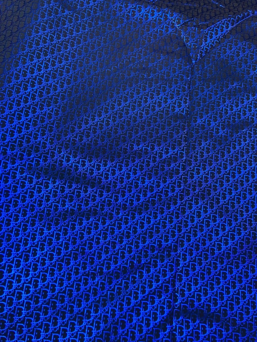 Handcrafts Blue Shiny Dior Fabric for Custom Sneakers - mingfabricstore