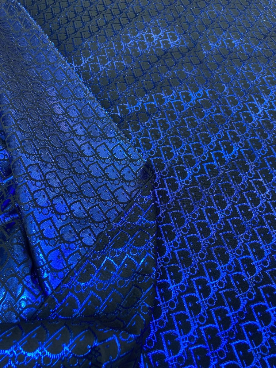 Handcrafts Blue Shiny Dior Fabric for Custom Sneakers - mingfabricstore