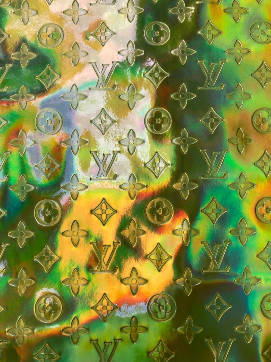 Handcrafts Golden Reflective LV Vinyl Material for Custom - mingfabricstore