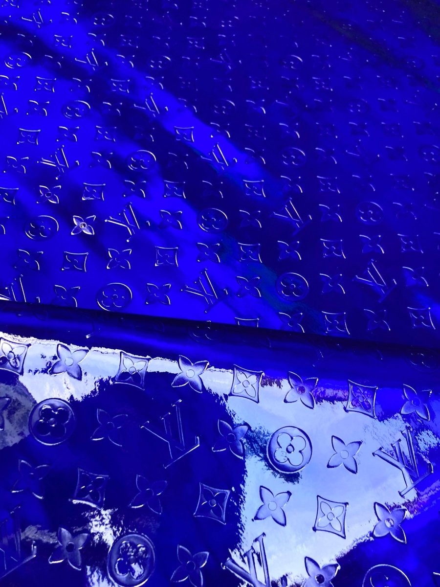Handicraft Mystery Dark Blue Reflective LV Vinyl for Sewing Bag Sneakers - mingfabricstore