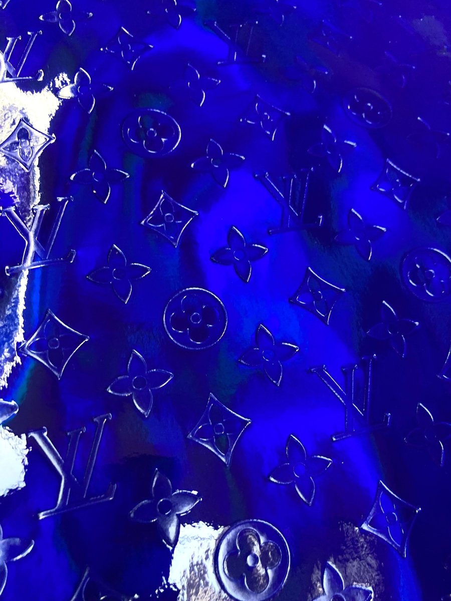 Handicraft Mystery Dark Blue Reflective LV Vinyl for Sewing Bag Sneakers - mingfabricstore