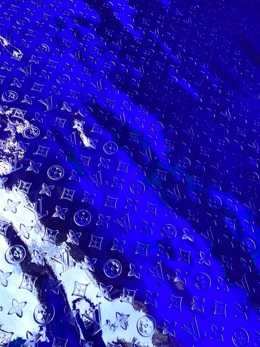 Handicraft Mystery Dark Blue Reflective LV Vinyl for Sewing Bag Sneakers - mingfabricstore