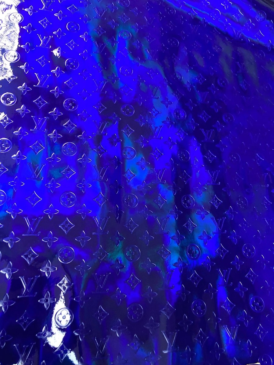 Handicraft Mystery Dark Blue Reflective LV Vinyl for Sewing Bag Sneakers - mingfabricstore
