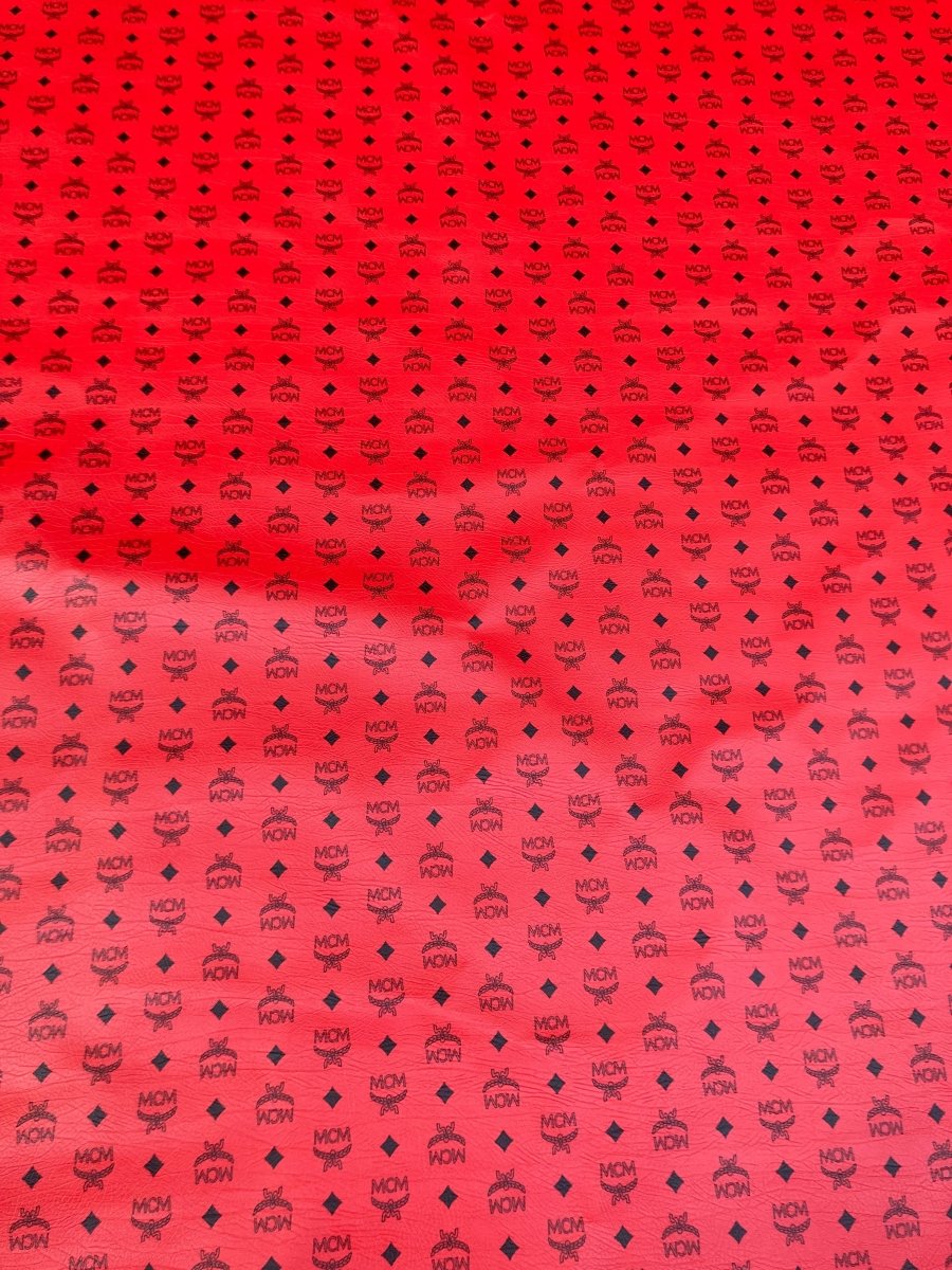 Handmade Bag Material Pure Red MCM Vinyl for DIY Custom Sneakers Upholstery - mingfabricstore