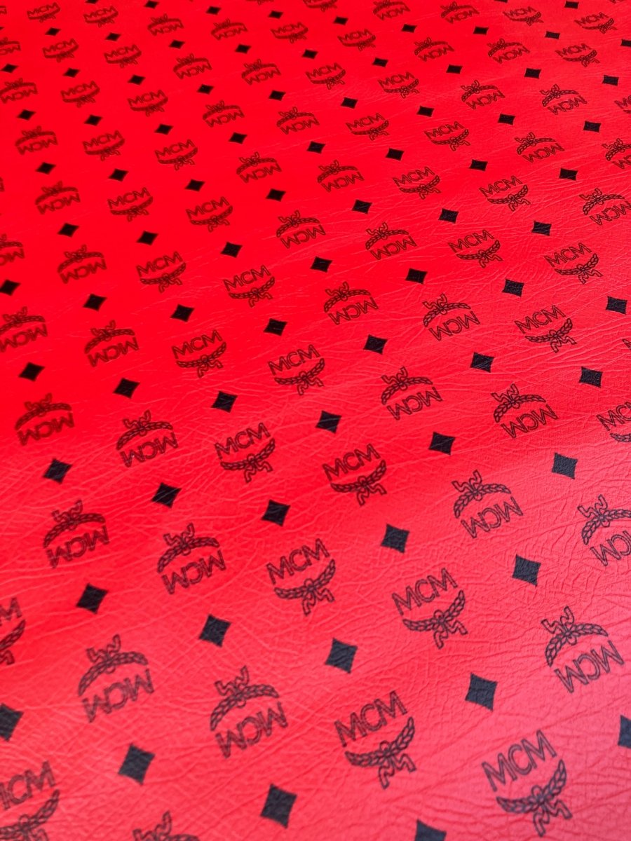 Handmade Bag Material Pure Red MCM Vinyl for DIY Custom Sneakers Upholstery - mingfabricstore