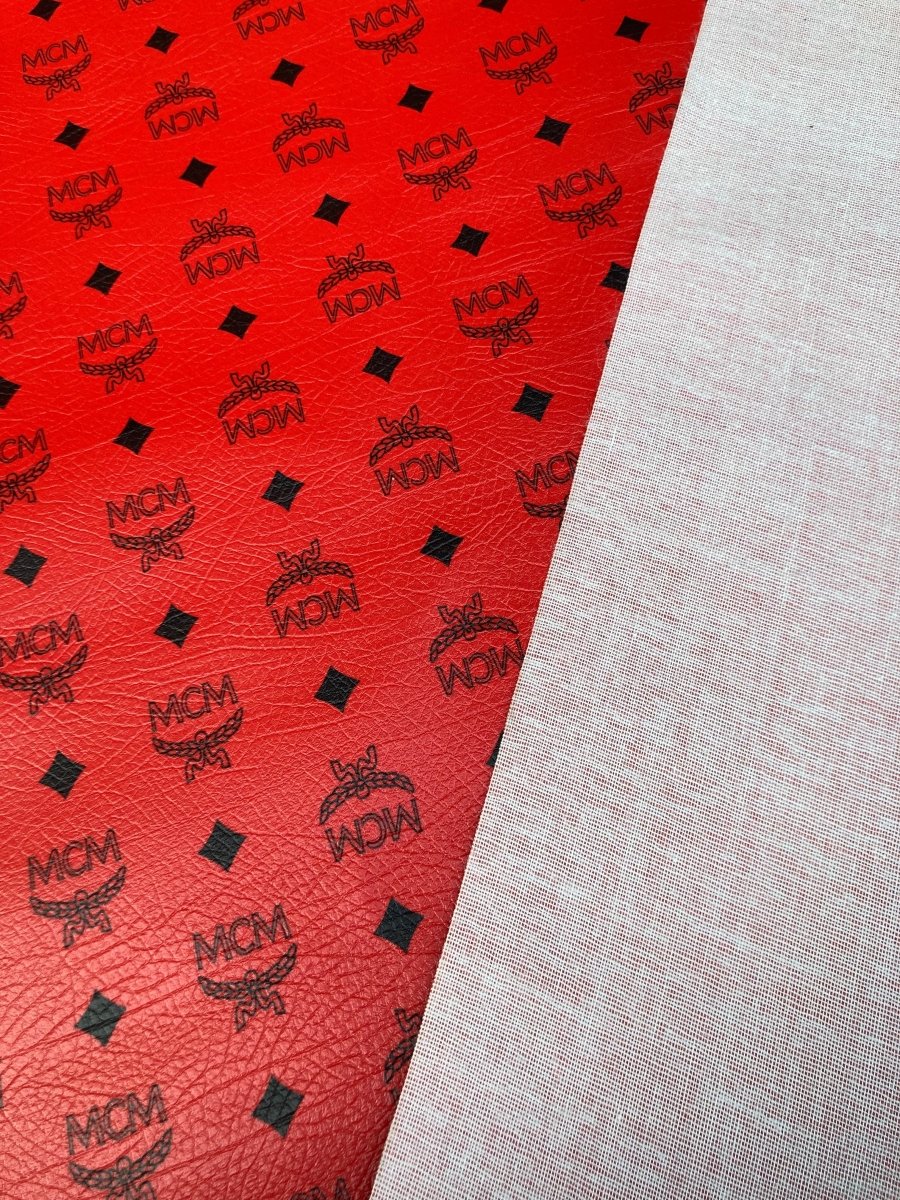 Handmade Bag Material Pure Red MCM Vinyl for DIY Custom Sneakers Upholstery - mingfabricstore