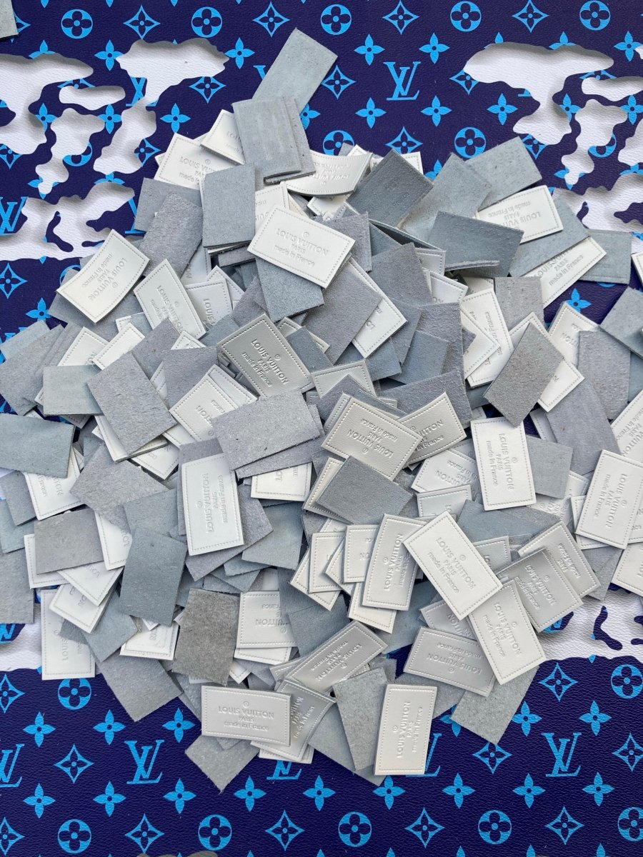 Handmade Craft White Authentic Leather LV Label - mingfabricstore