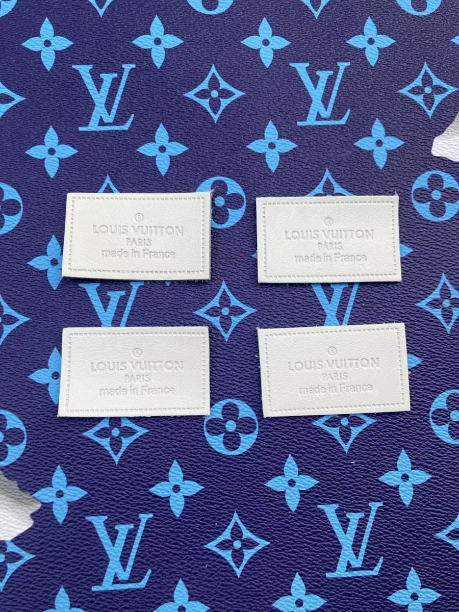 Handmade Craft White Authentic Leather LV Label - mingfabricstore