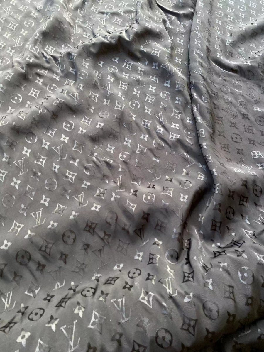 Handmade Crafts Black Louis Vuitton Jacquard Silk Fabric for DIY Custom - mingfabricstore