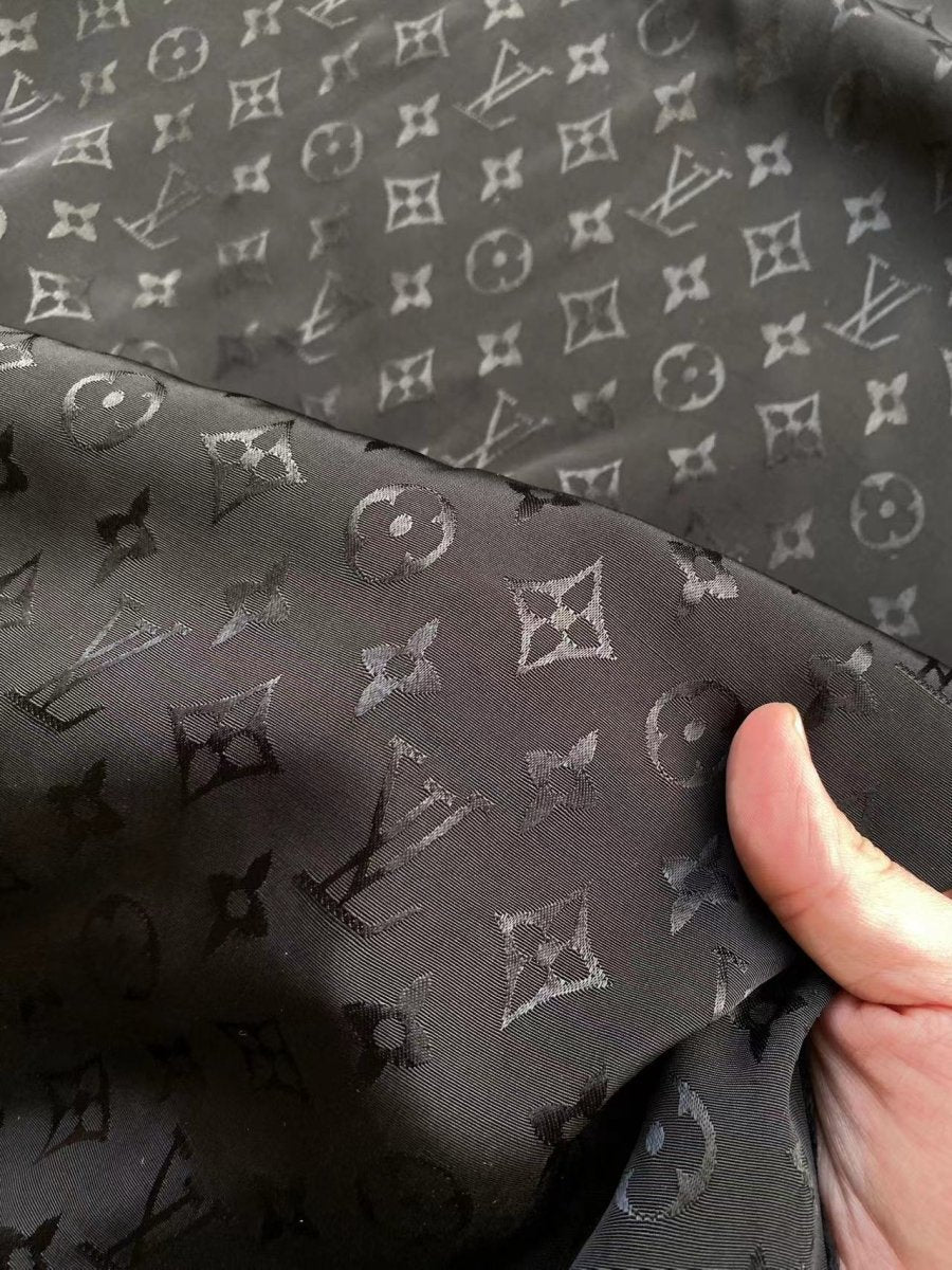 Handmade Crafts Black Louis Vuitton Jacquard Silk Fabric for DIY Custom - mingfabricstore