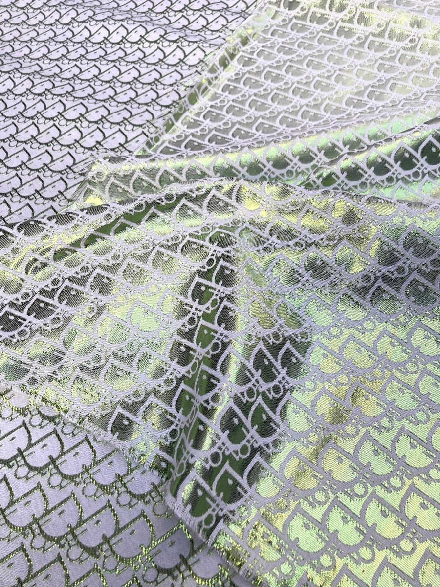 Handmade Crafts Fabric Green Shiny Dior for Custom Sewing - mingfabricstore