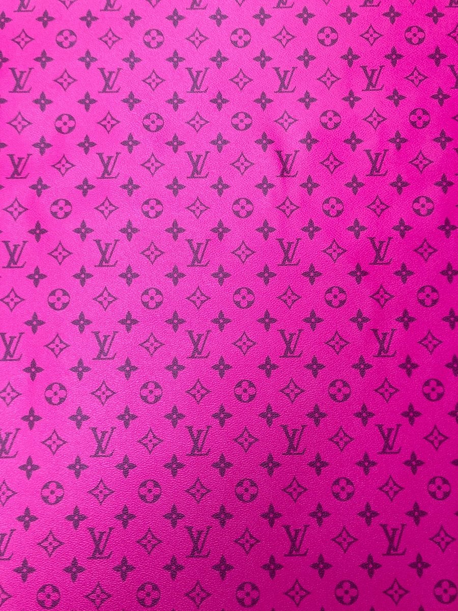 Handmade Custom Hot Pink LV Leather Fabric Material for DIY Project Upholstery - mingfabricstore