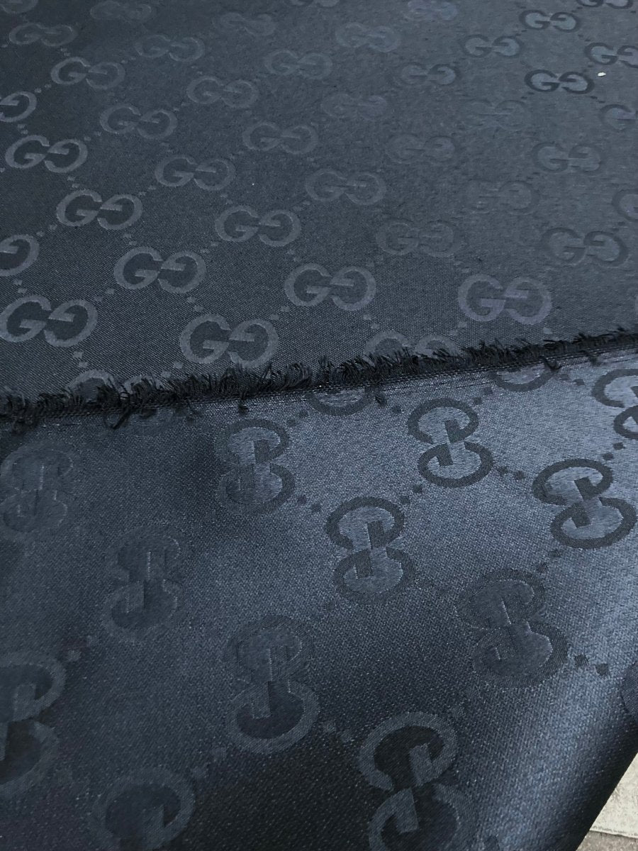 Handmade Custom Pure Black Gucci Jacquard Fabric for Clothing - mingfabricstore