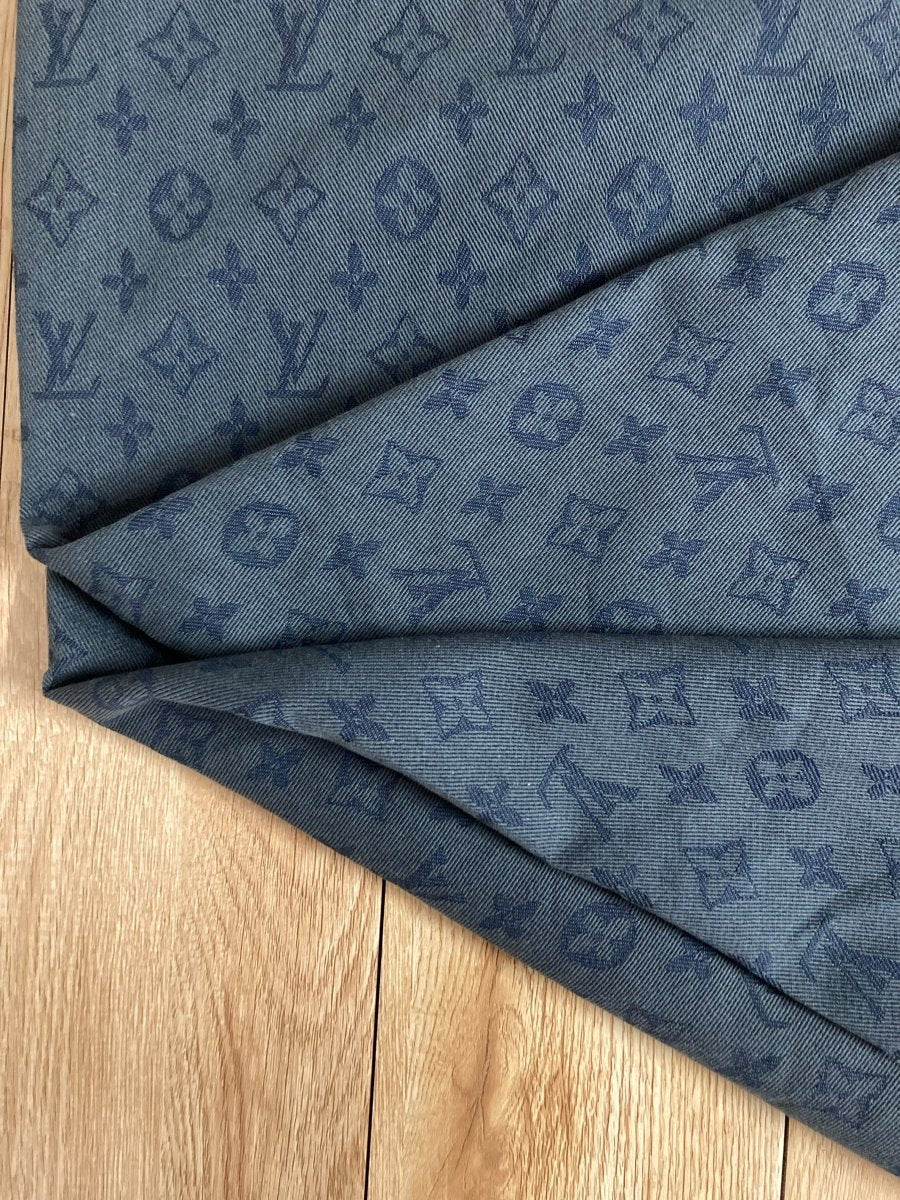 Handmade Denim Fabric Dark Blue Grey LV for Clothing Jeans Jackets - mingfabricstore