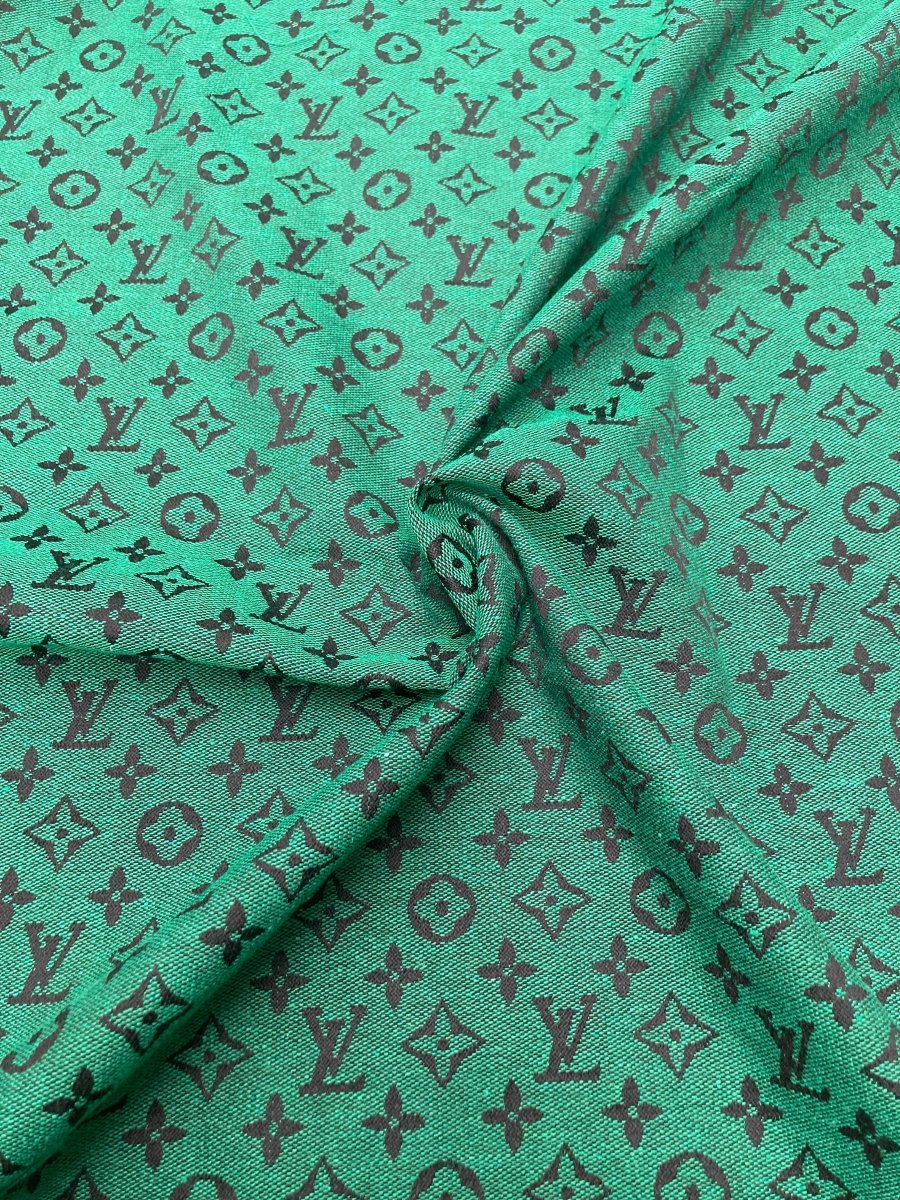 Handmade Green LV Jacquard Fabric for Crafts DIY - mingfabricstore