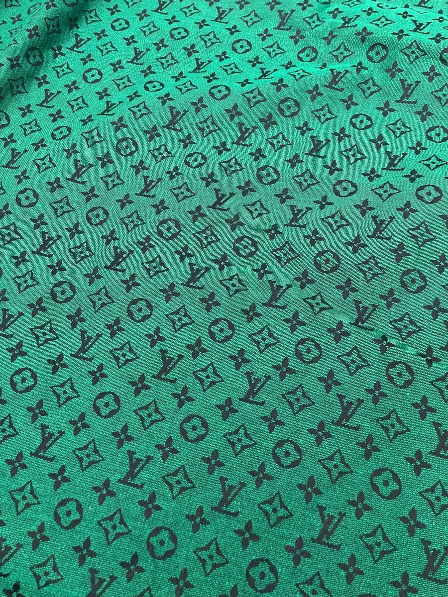Handmade Green LV Jacquard Fabric for Crafts DIY - mingfabricstore