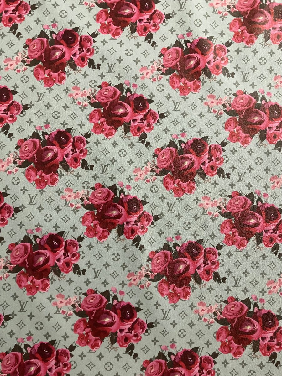 Handmade Leather Designer Fabric LV Rose Crafts Materials for Custom Sneakers - mingfabricstore