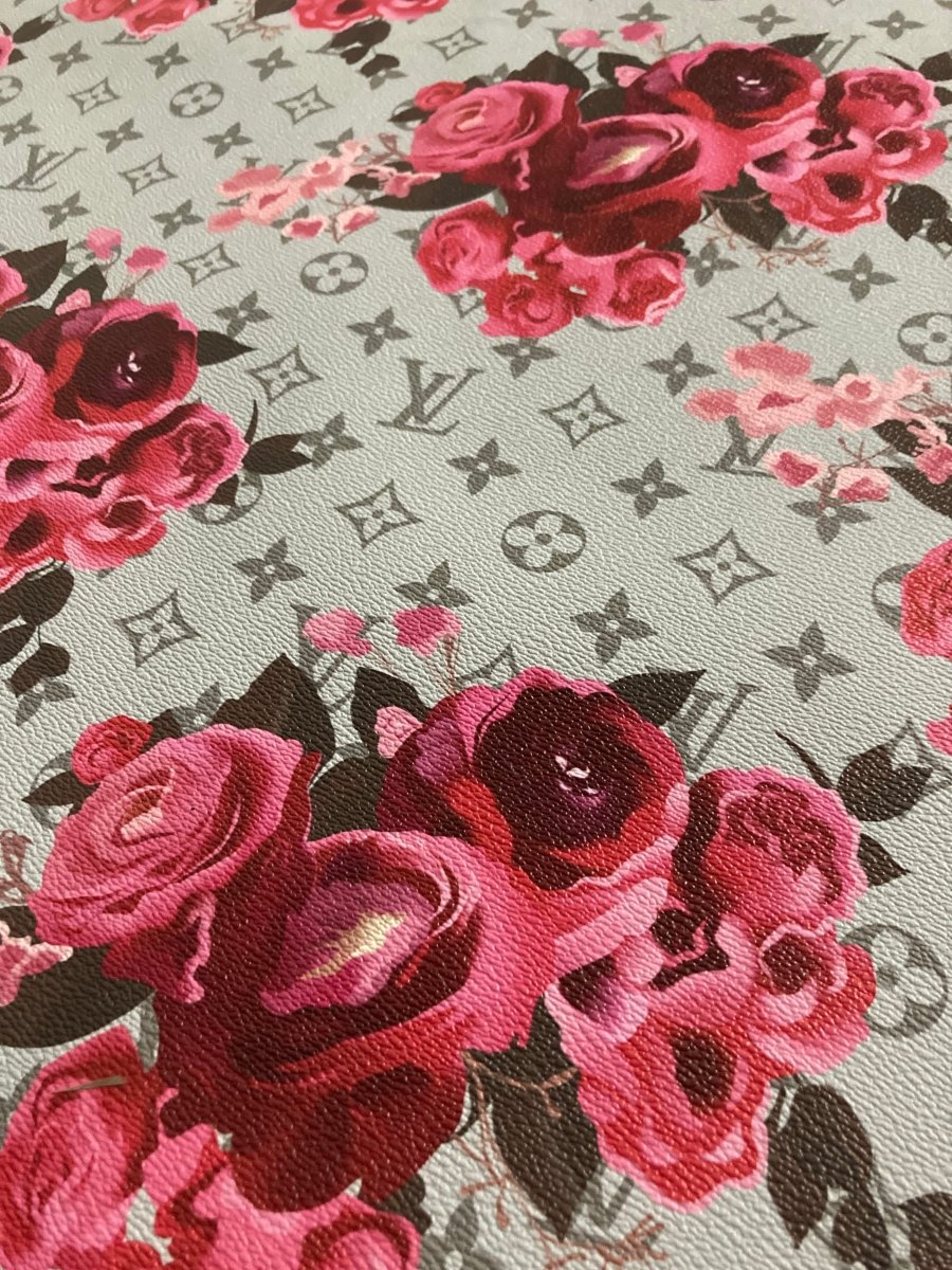 Handmade Leather Designer Fabric LV Rose Crafts Materials for Custom Sneakers - mingfabricstore