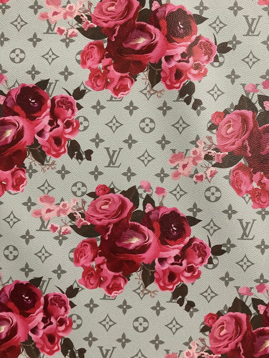Handmade Leather Designer Fabric LV Rose Crafts Materials for Custom Sneakers - mingfabricstore